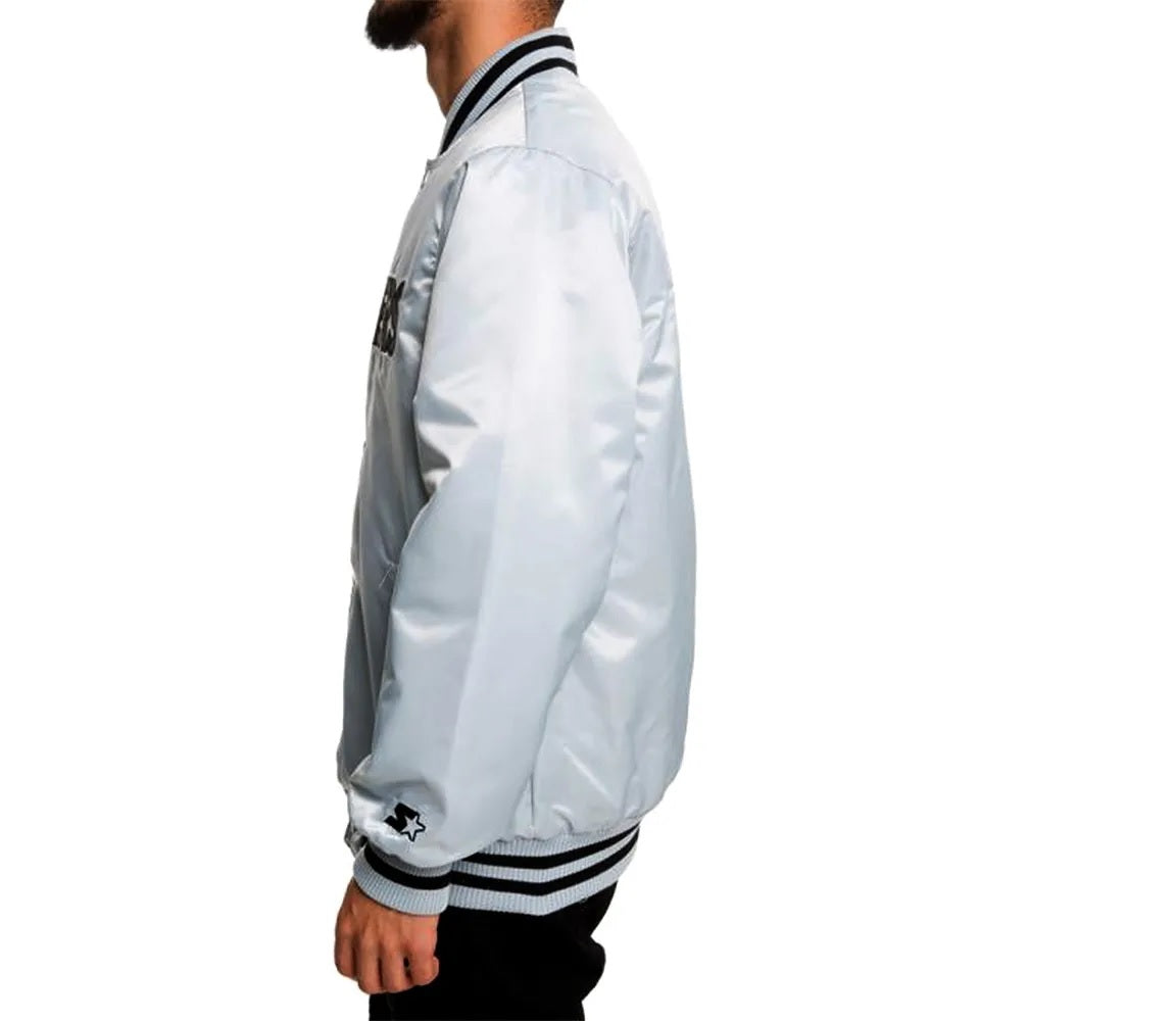 Oakland Raiders Satin Black and White Jacket USA Jackets