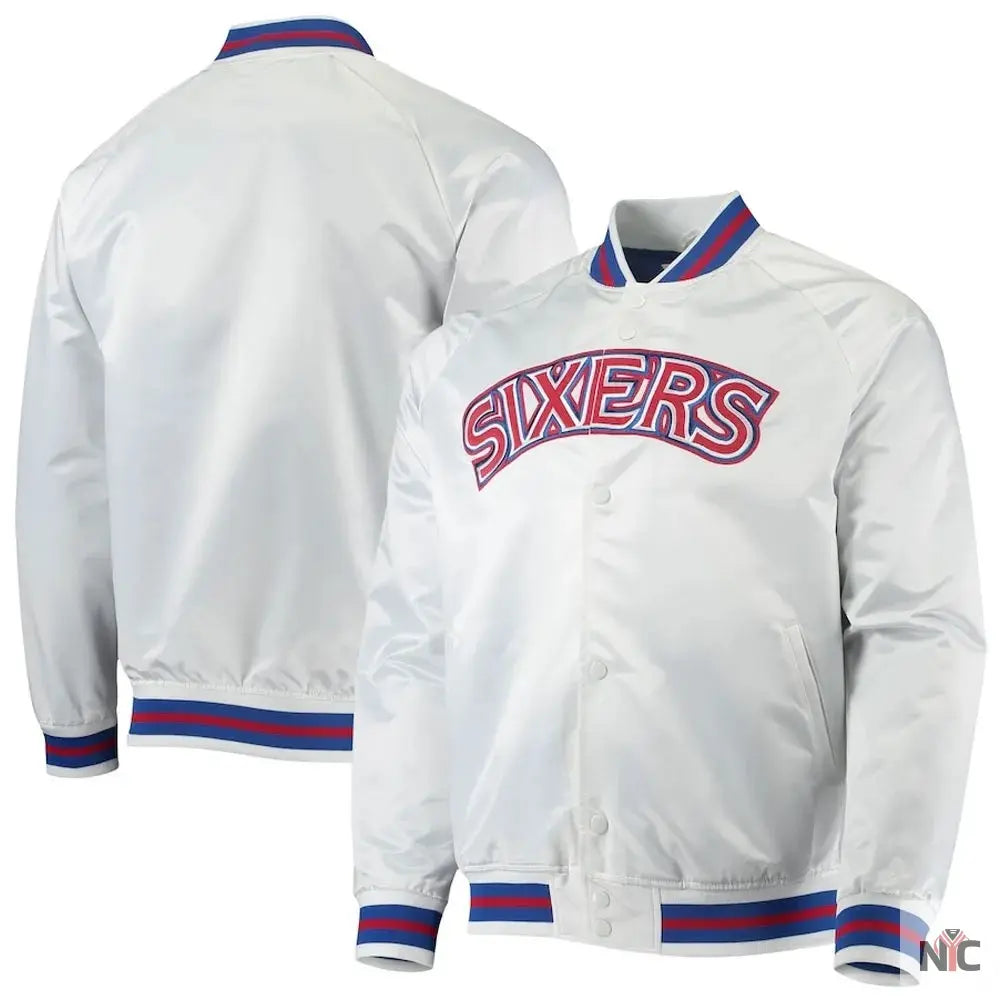 Philadelphia 76ers Sixers Satin Full-Snap Jacket Clanton Jacket