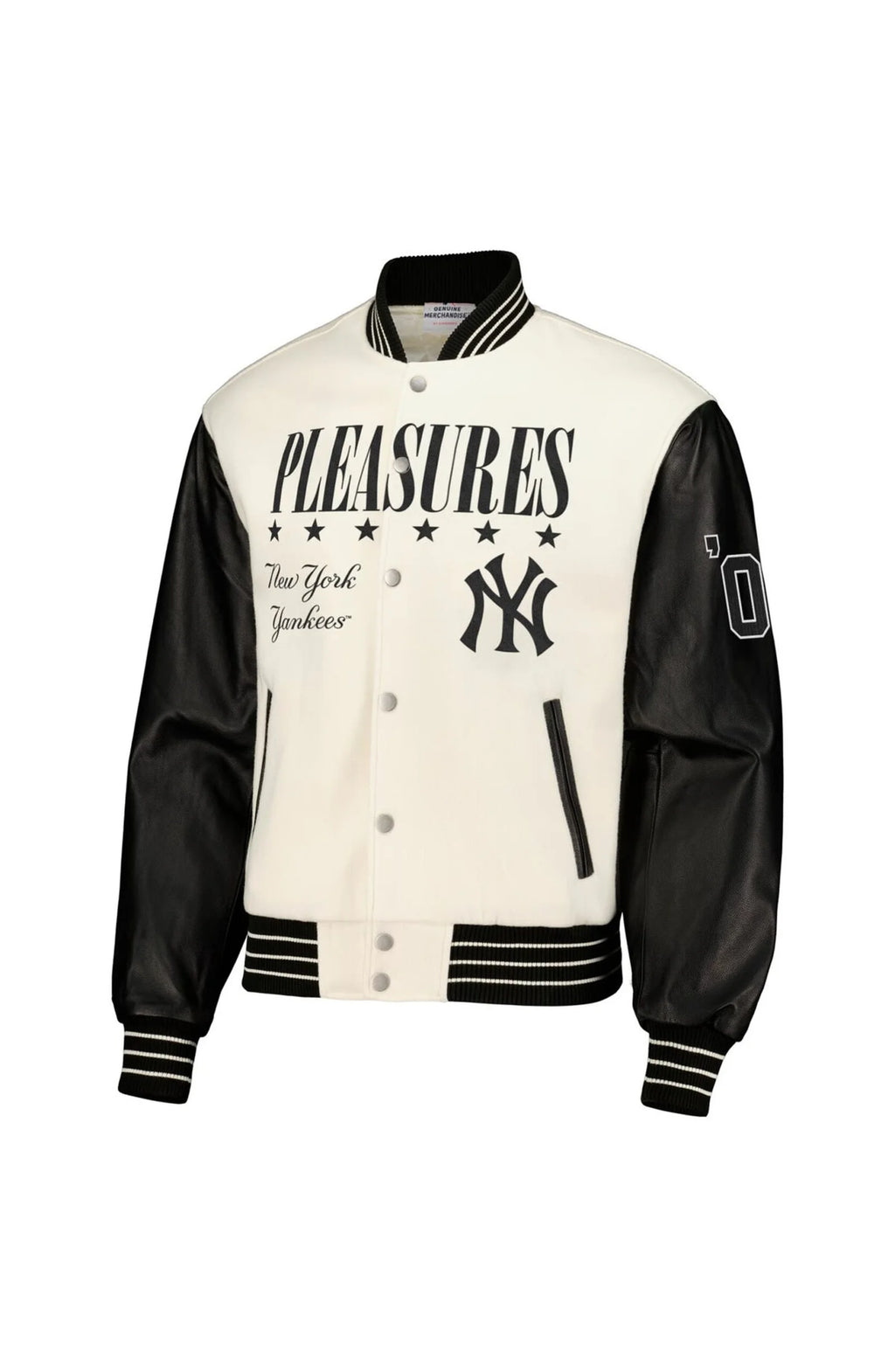 Pleasures White New York Yankees Full-snap Varsity Jacket