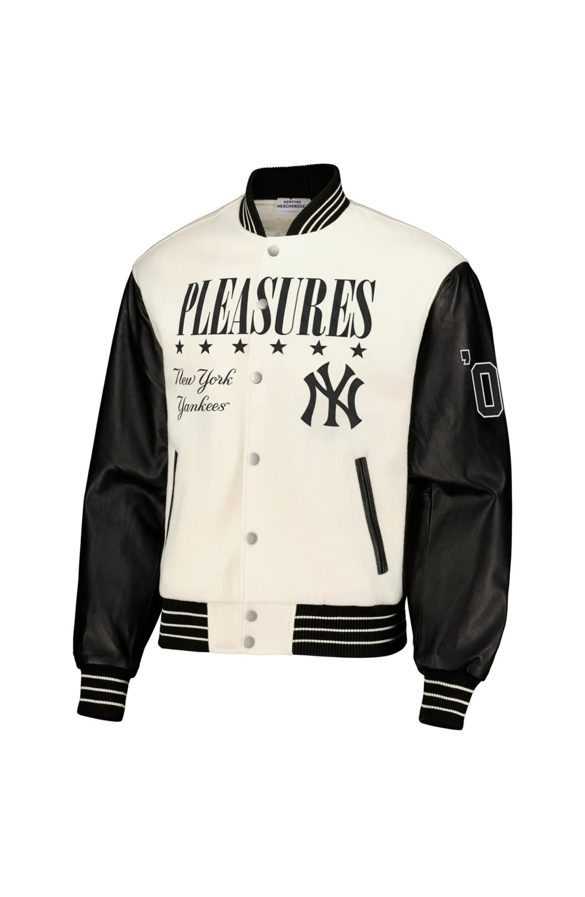 Pleasures White New York Yankees Full-snap Varsity Jacket