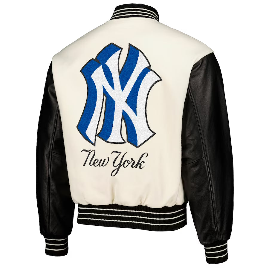 Pleasures White New York Yankees Full-snap Varsity Jacket