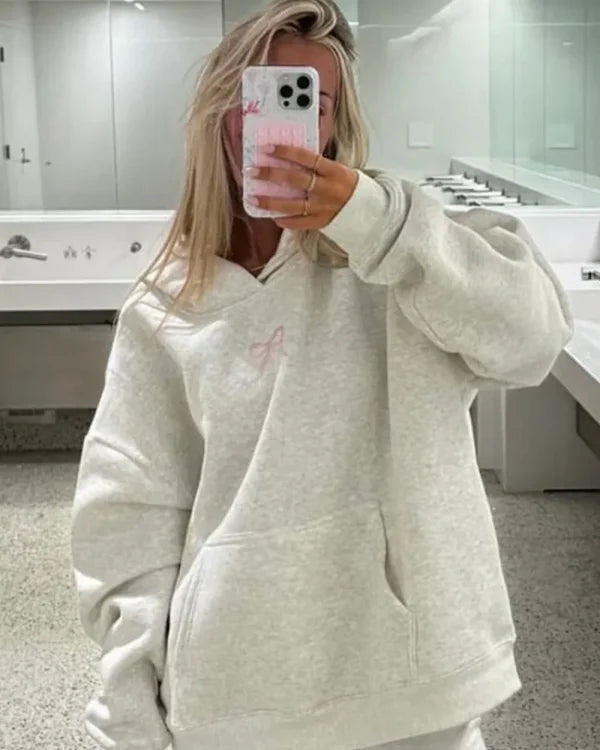 PrisanaBay Grey Bow Hoodie