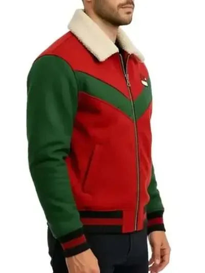 Red and Green Christmas Varsity Jacket