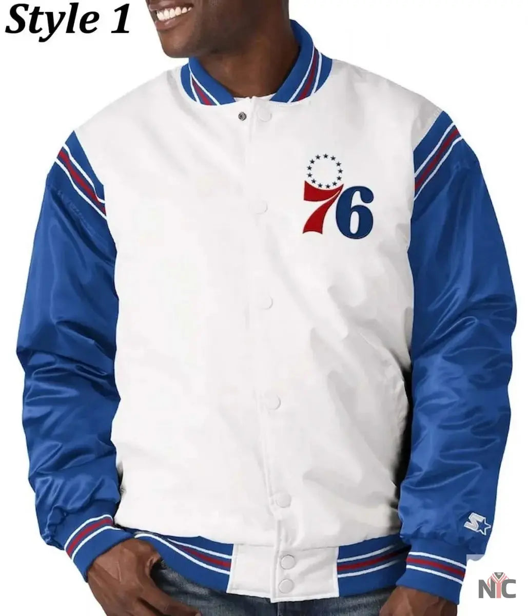 Renegade Philadelphia 76ers Full-Snap Satin Jacket Clanton Jacket