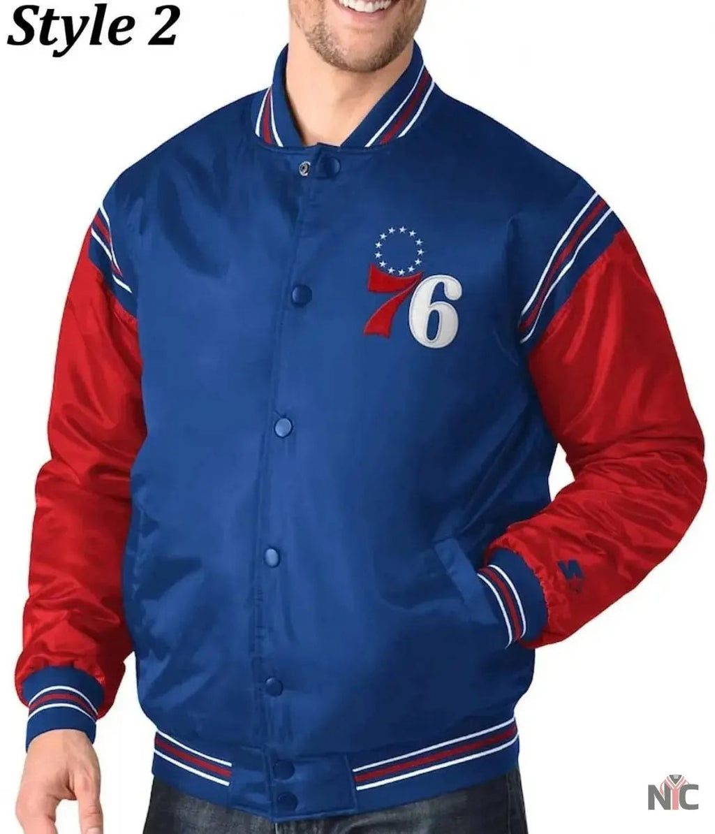 Renegade Philadelphia 76ers Full-Snap Satin Jacket Clanton Jacket