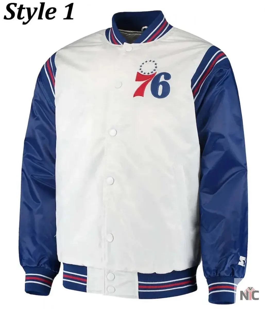 Renegade Philadelphia 76ers Full-Snap Satin Jacket Clanton Jacket