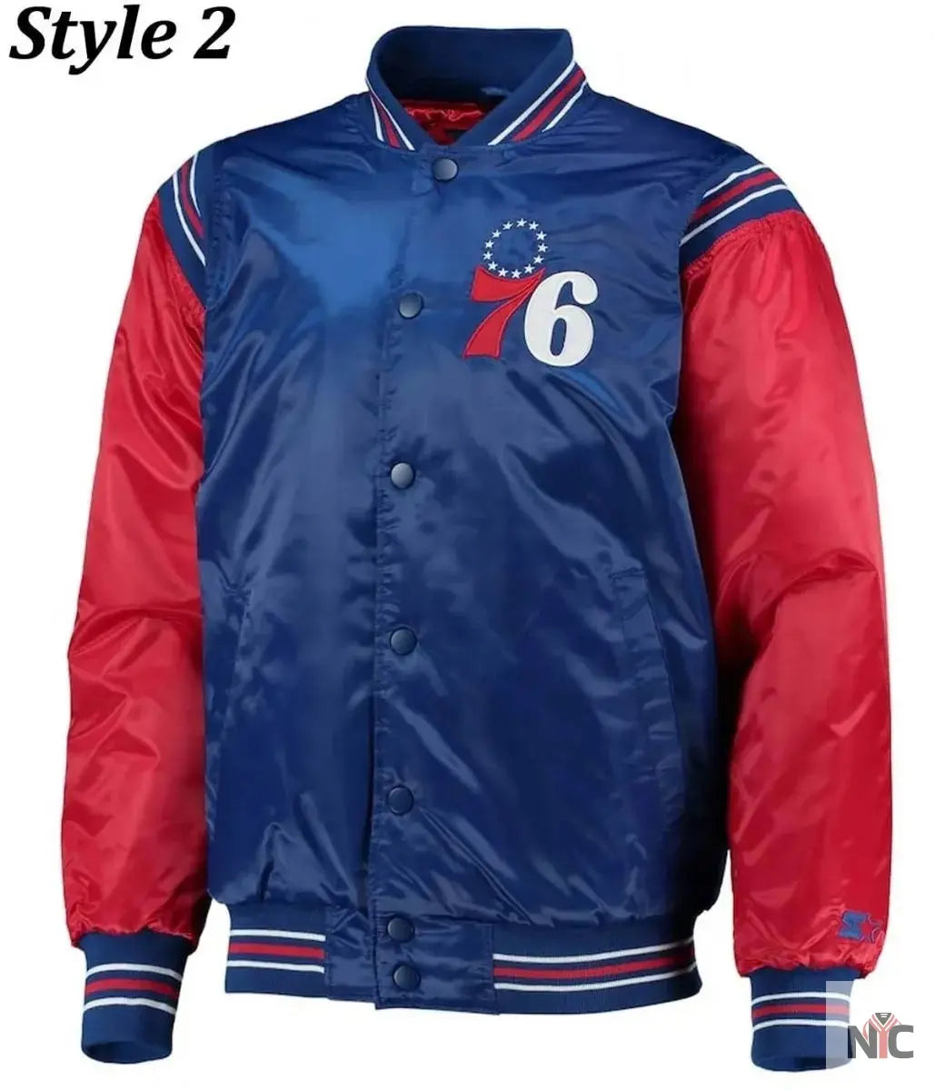 Renegade Philadelphia 76ers Full-Snap Satin Jacket Clanton Jacket
