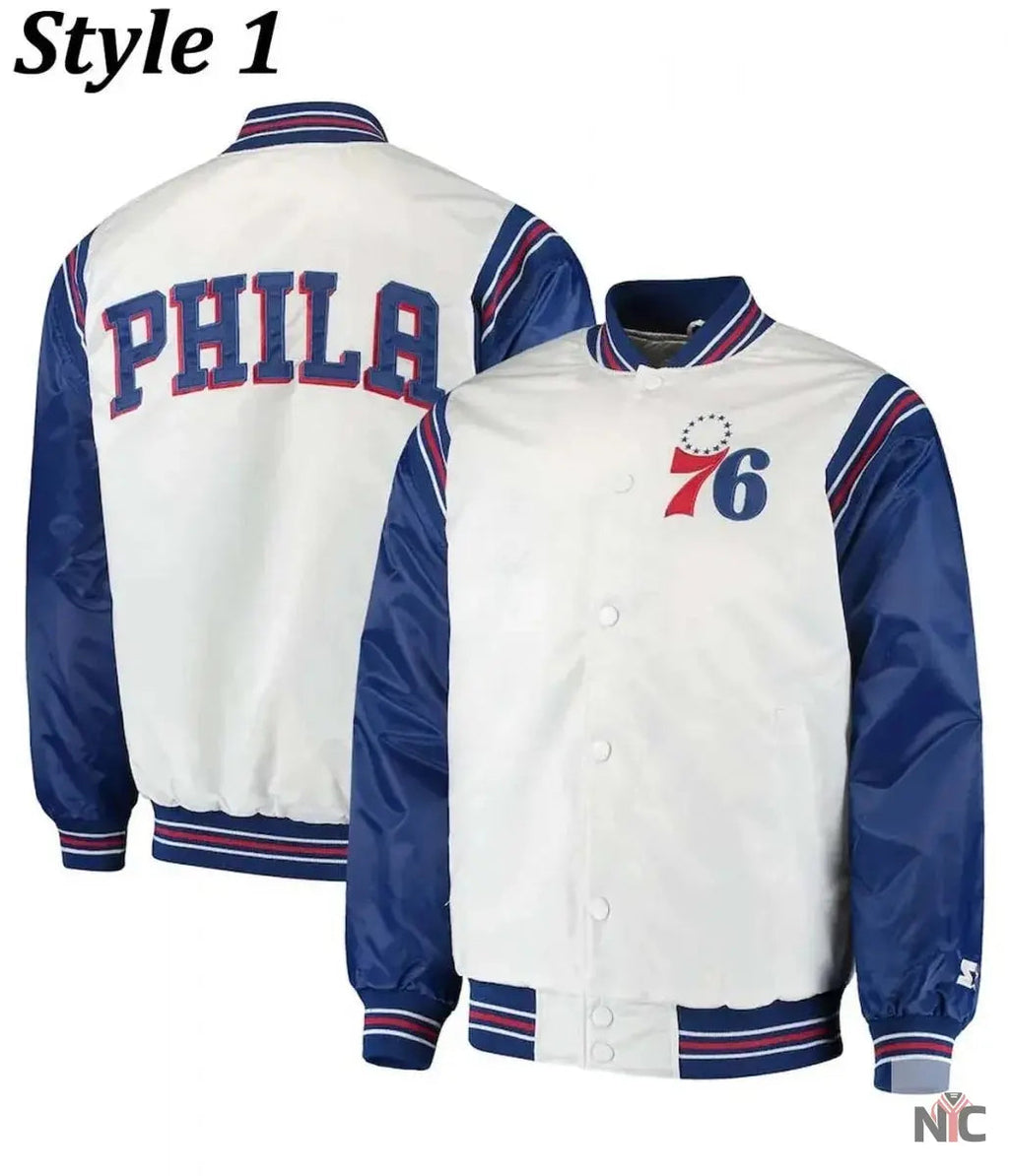 Renegade Philadelphia 76ers Full-Snap Satin Jacket Clanton Jacket