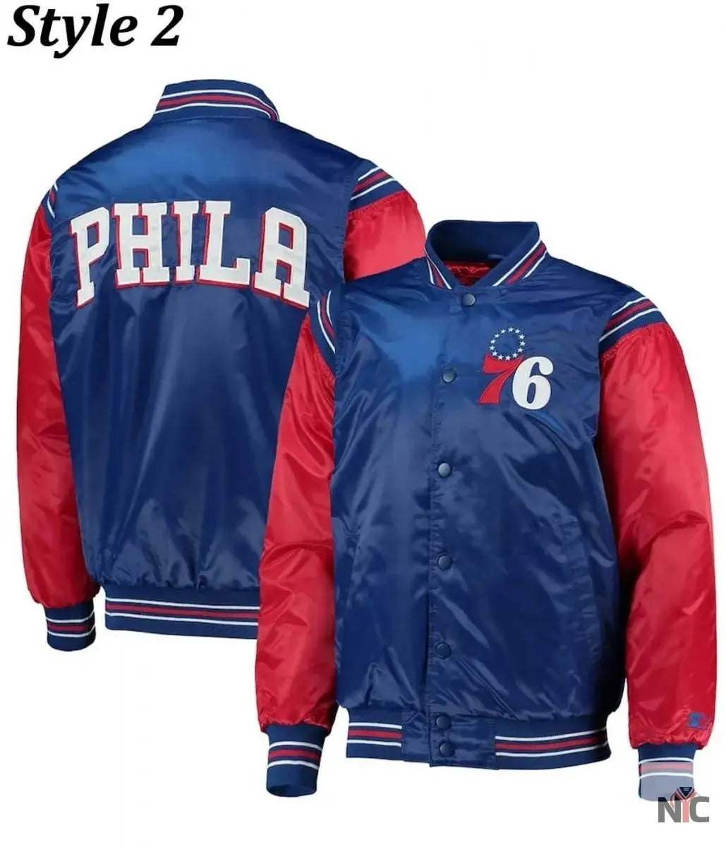 Renegade Philadelphia 76ers Full-Snap Satin Jacket Clanton Jacket