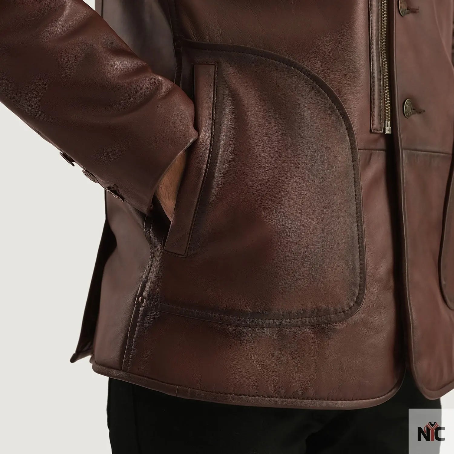 Rocky Brown Fur Leather Coat Clanton Jacket