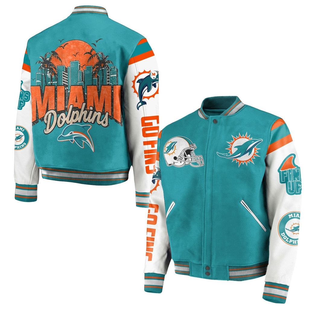 Miami Dolphins NFL Bomber Baseball Jacket USA Jackets