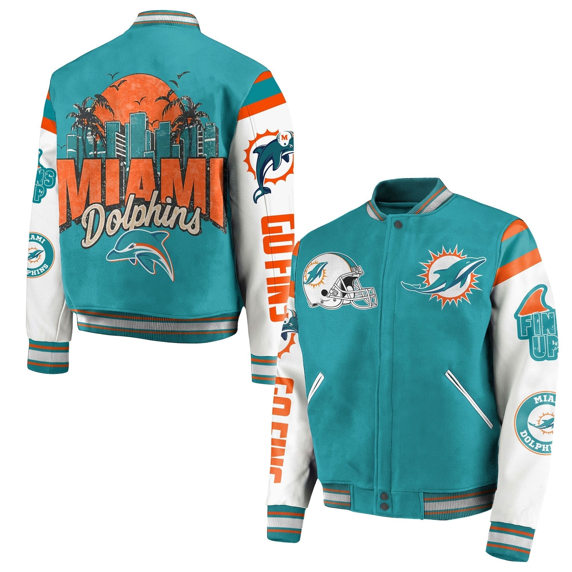 Miami Dolphins NFL Bomber Baseball Jacket USA Jackets