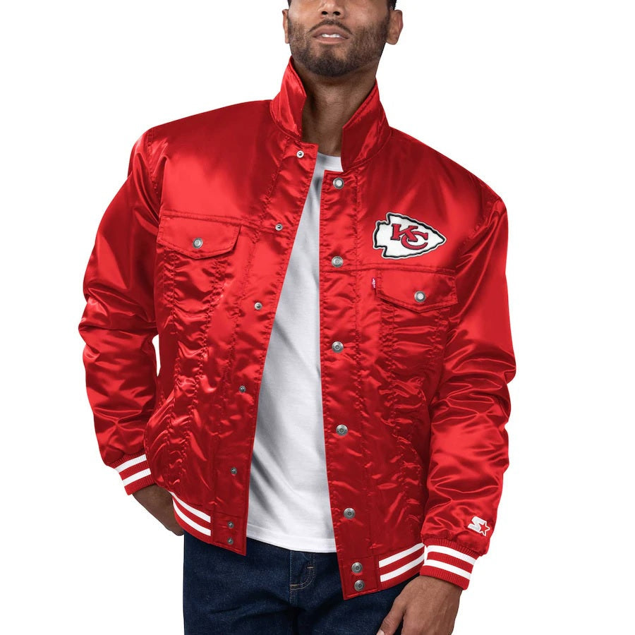 Levis x Starter Kansas City Chiefs Red Satin Varsity Jacket USA Jackets