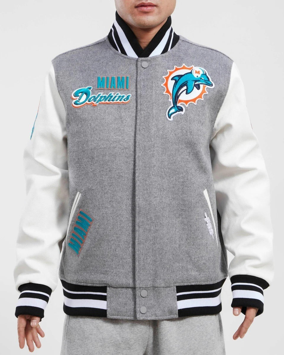 Miami Dolphins Retro Classic Rib Wool Varsity Jacket USA Jackets