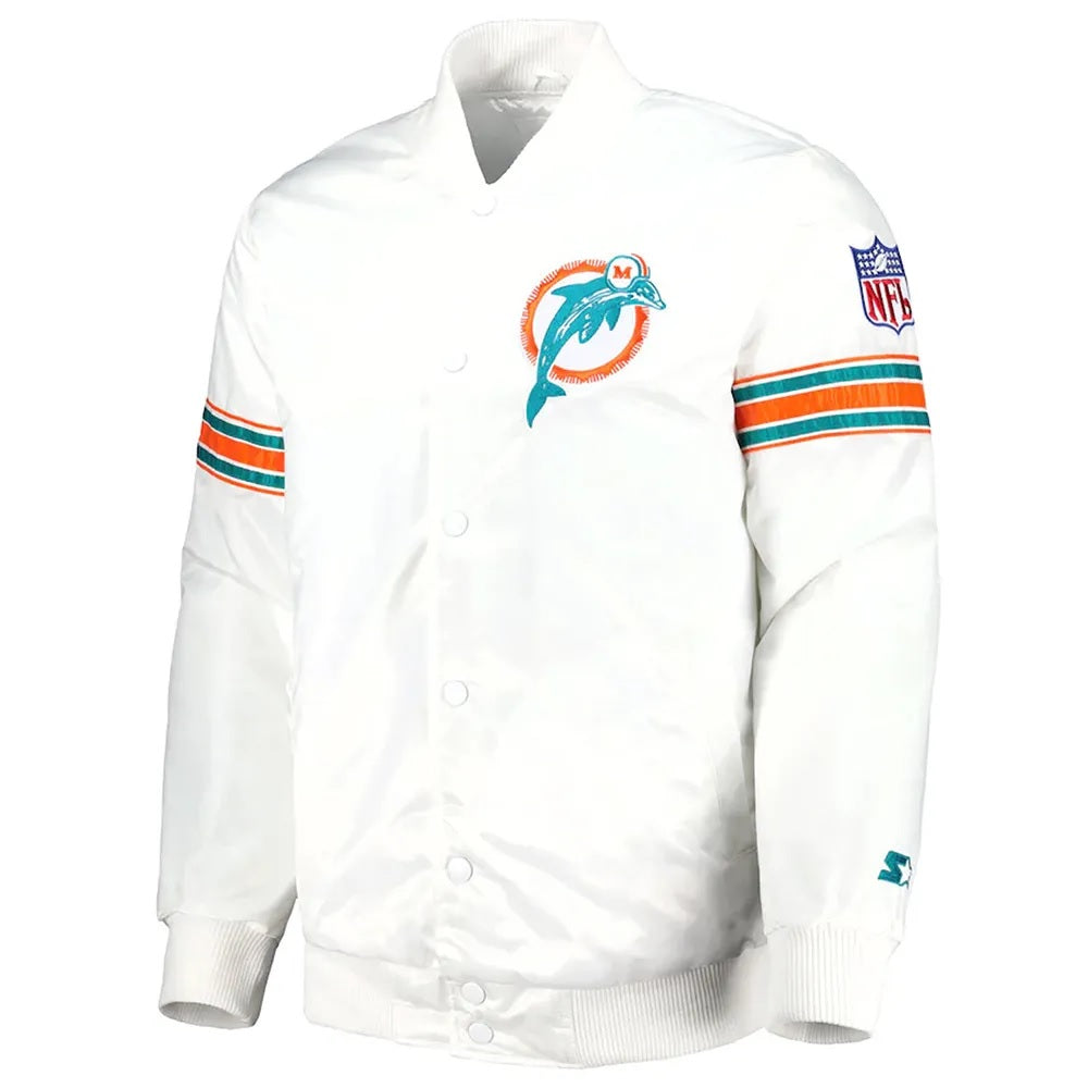 Miami Dolphins The Power Forward White Full-Snap Jacket USA Jackets