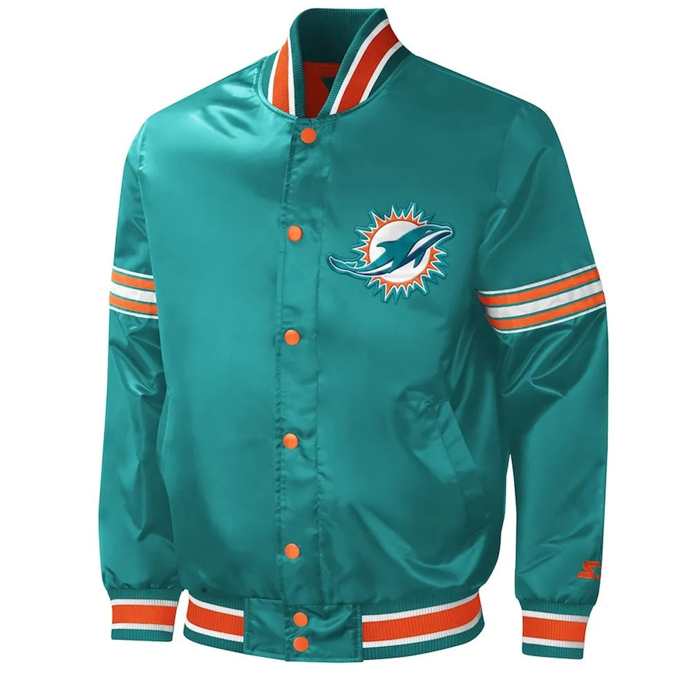 Midfield Miami Dolphins Aqua Varsity Satin Jacket USA Jackets