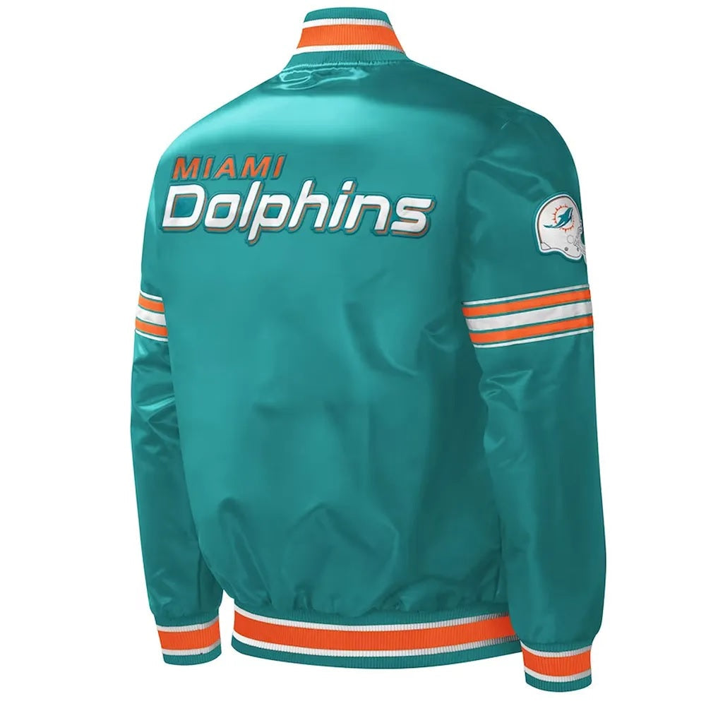 Midfield Miami Dolphins Aqua Varsity Satin Jacket USA Jackets