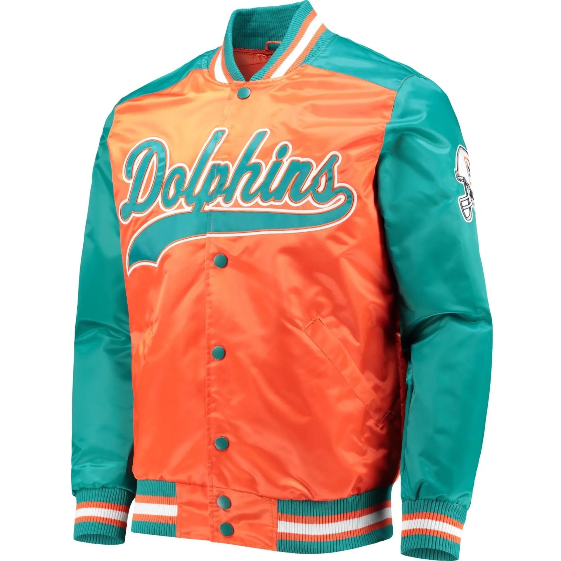 Miami Dolphins Classic Tradition II Satin Varsity Jacket USA Jackets