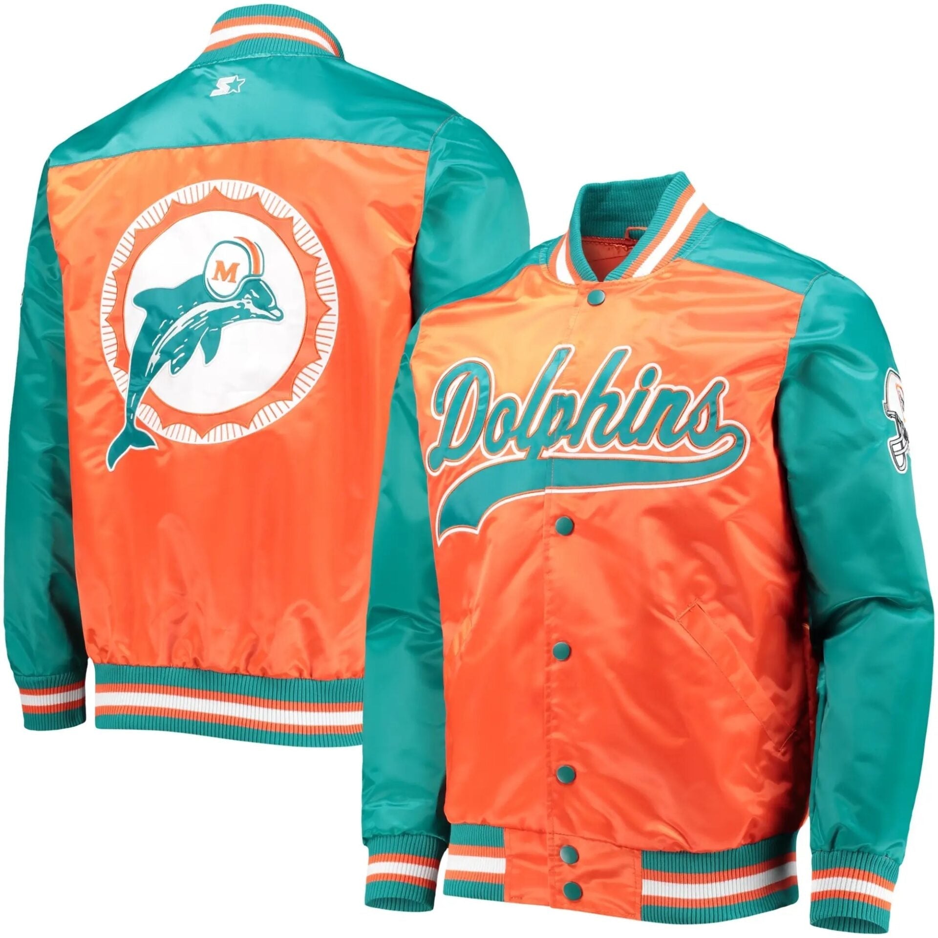 Miami Dolphins Classic Tradition II Satin Varsity Jacket USA Jackets