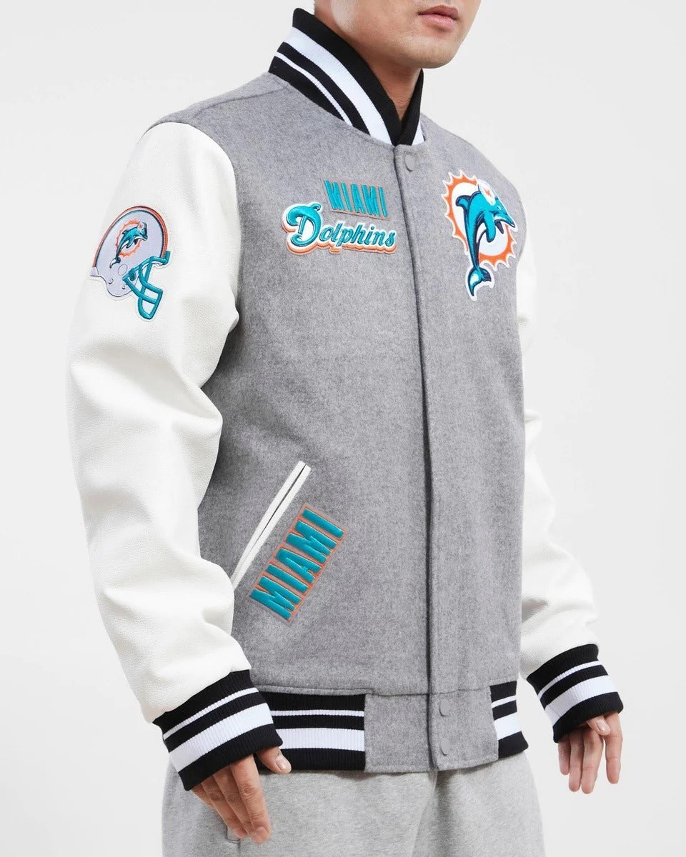 Miami Dolphins Retro Classic Rib Wool Varsity Jacket USA Jackets