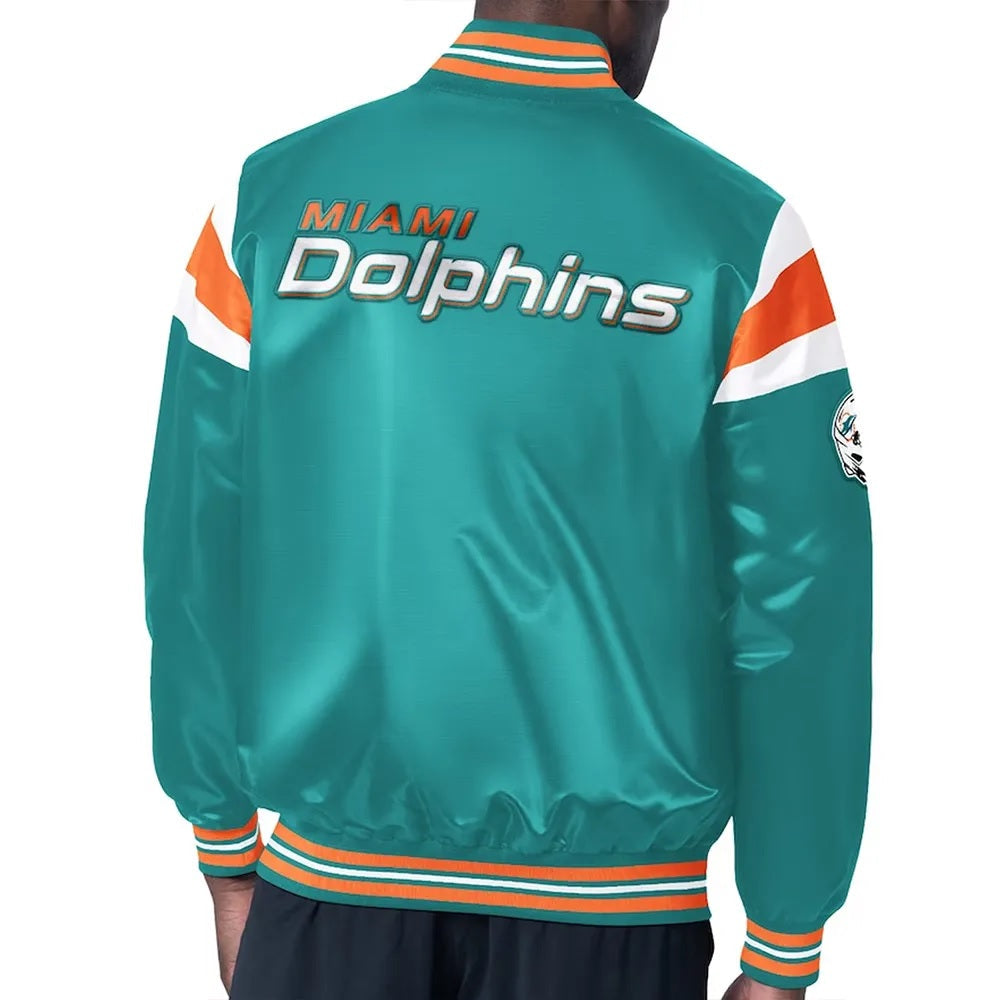 Miami Dolphins Midweight Aqua Satin Jacket USA Jackets