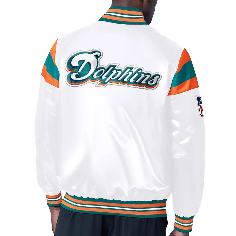 Miami Dolphins Midweight White Satin Jacket USA Jackets
