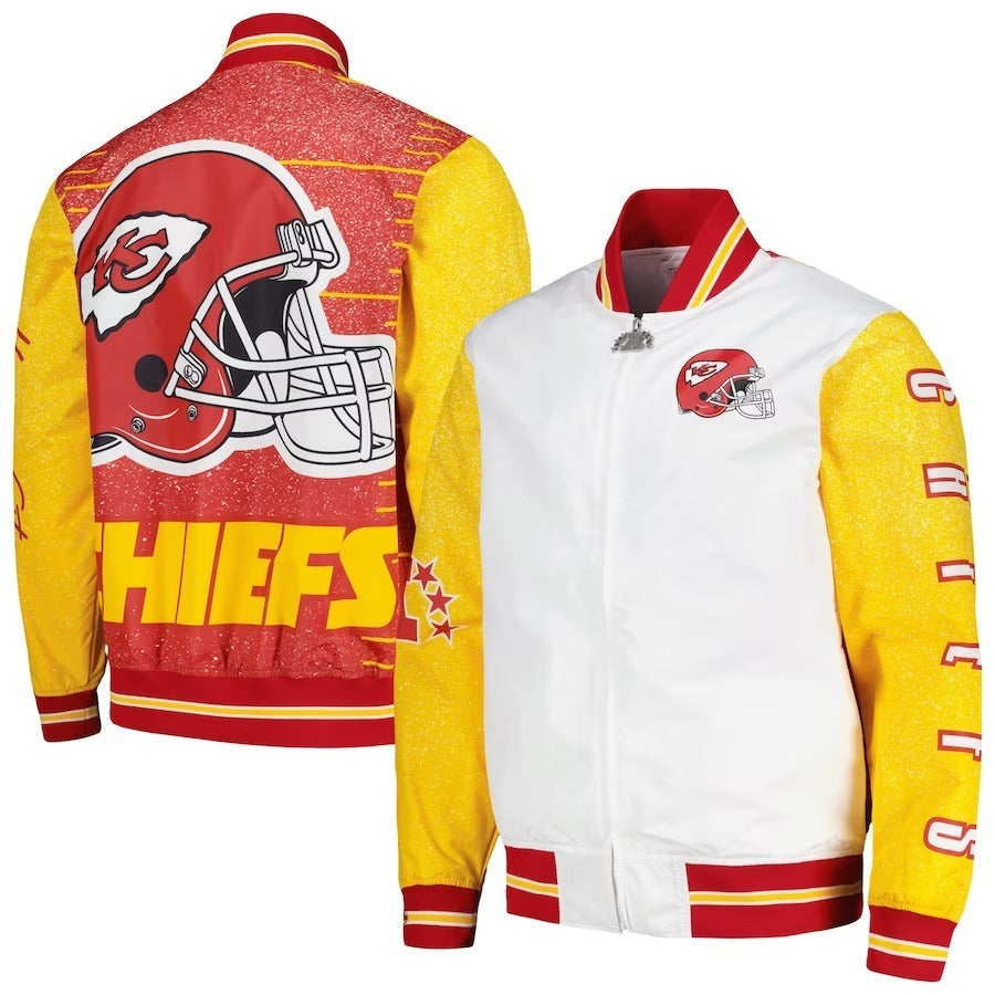 Kansas City Chiefs White Team Burst Warm-Up Jacket USA Jackets