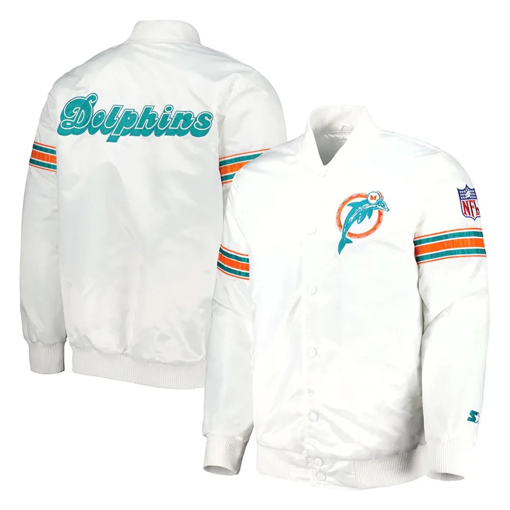 Miami Dolphins The Power Forward White Full-Snap Jacket USA Jackets