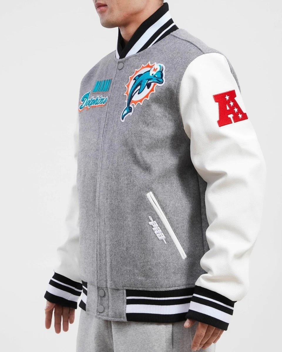 Miami Dolphins Retro Classic Rib Wool Varsity Jacket USA Jackets