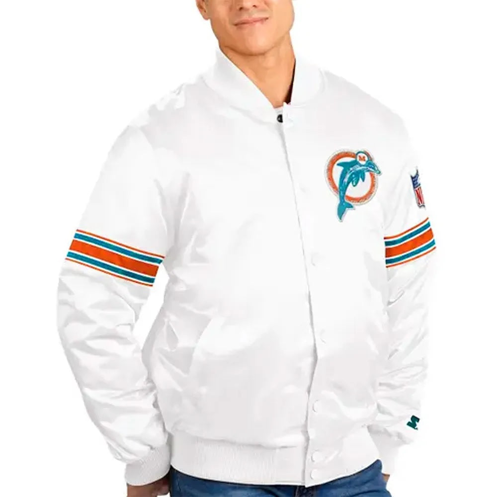 Miami Dolphins The Power Forward White Full-Snap Jacket USA Jackets