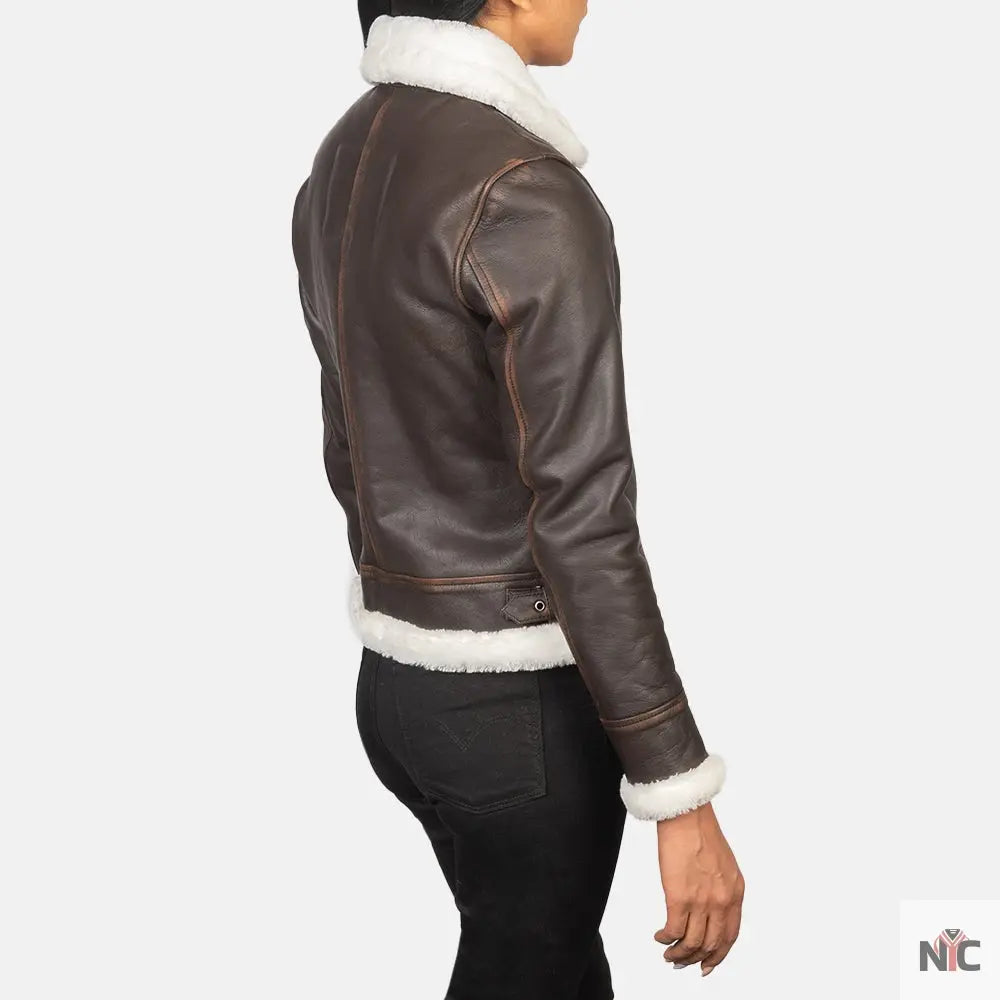 Sherilyn B-3 Brown Leather Bomber Jacket Shopotiny