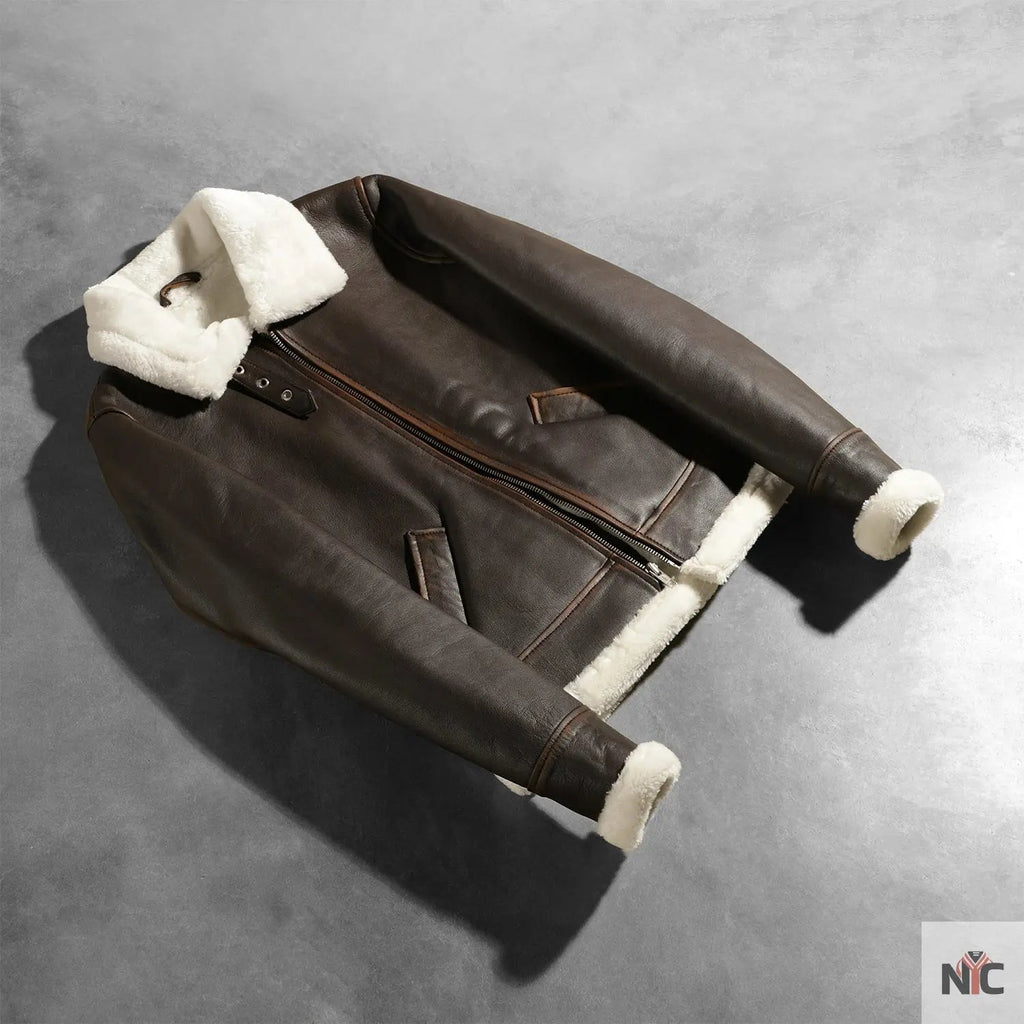 Sherilyn B-3 Brown Leather Bomber Jacket Clanton Jacket