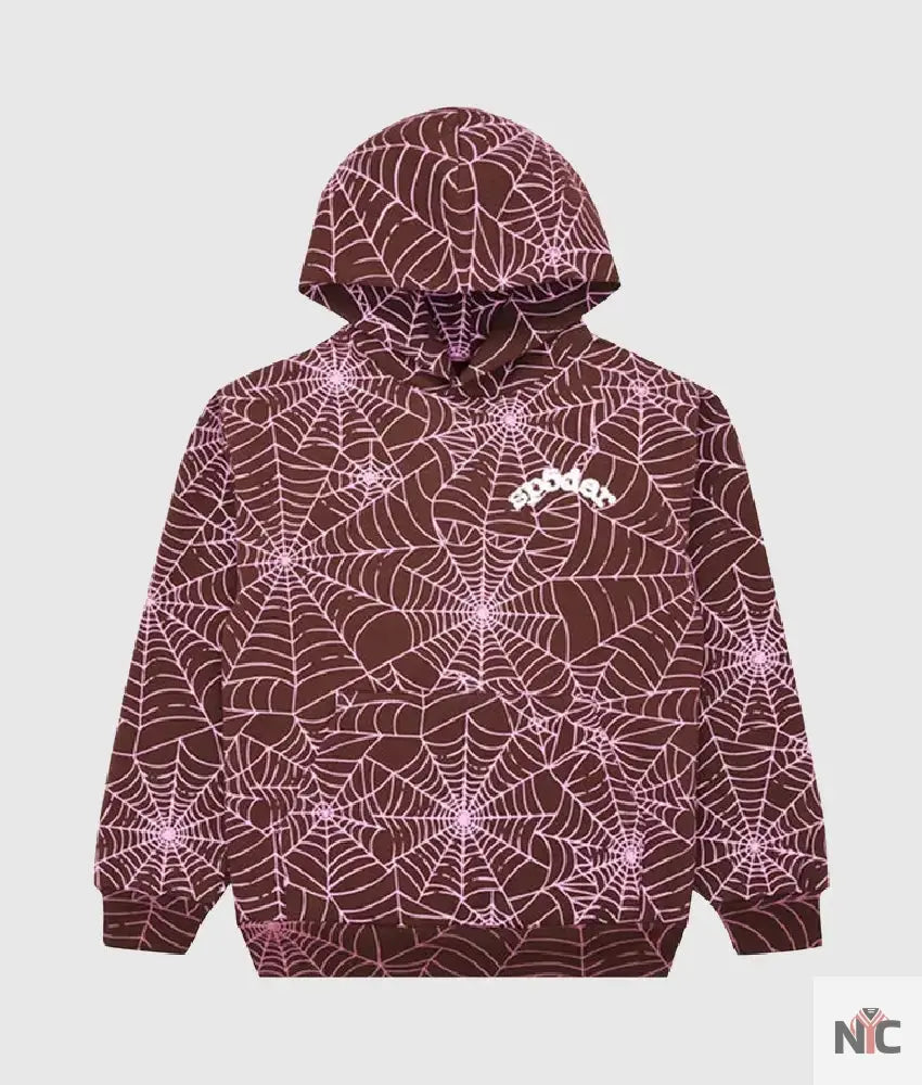 Sp5der All Over Print Hoodie ‘Brown’ White Logo Clanton Jacket