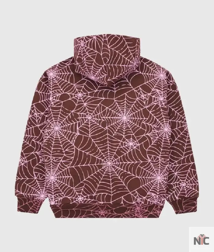 Sp5der All Over Print Hoodie ‘Brown’ White Logo Clanton Jacket