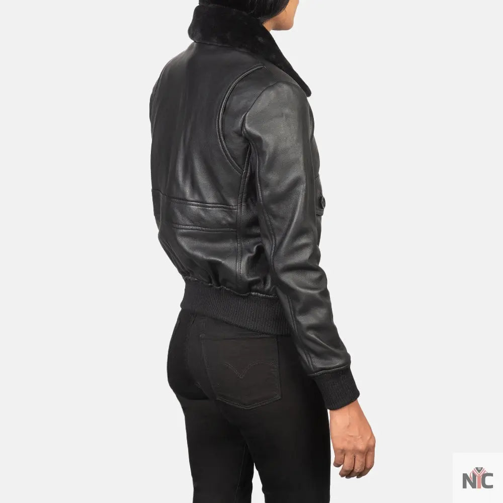 Stella G-1 Black Leather Bomber Jacket Shopotiny