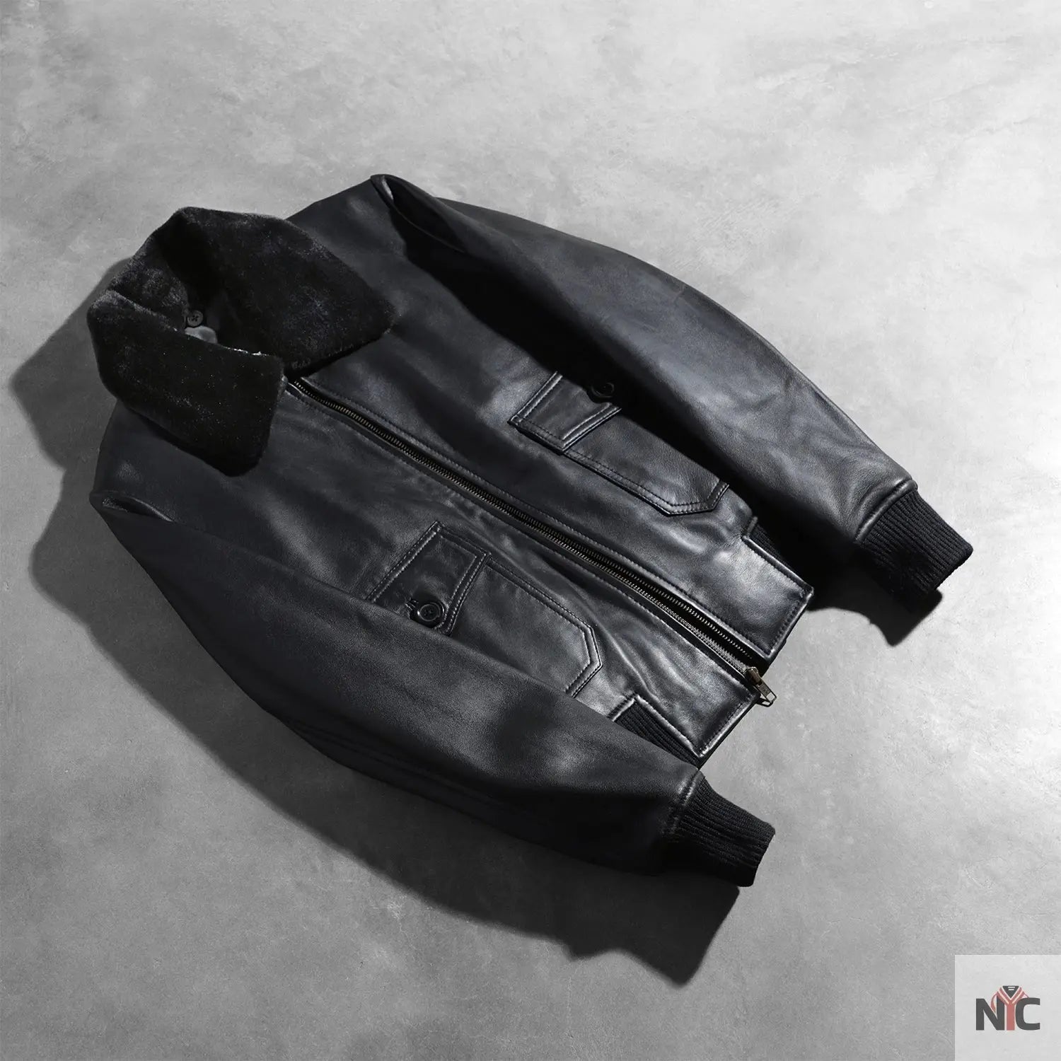 Stella G-1 Black Leather Bomber Jacket Shopotiny