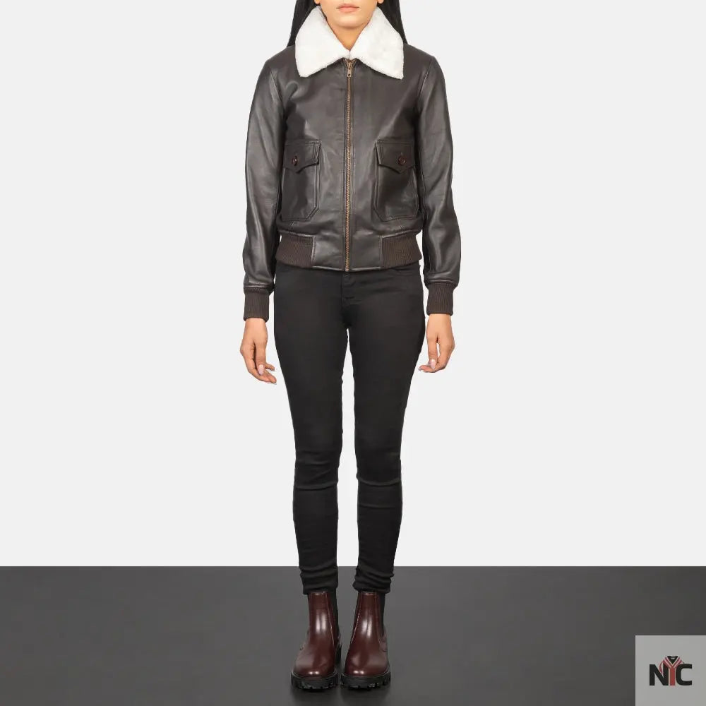 Stella G-1 Brown Leather Bomber Jacket Shopotiny