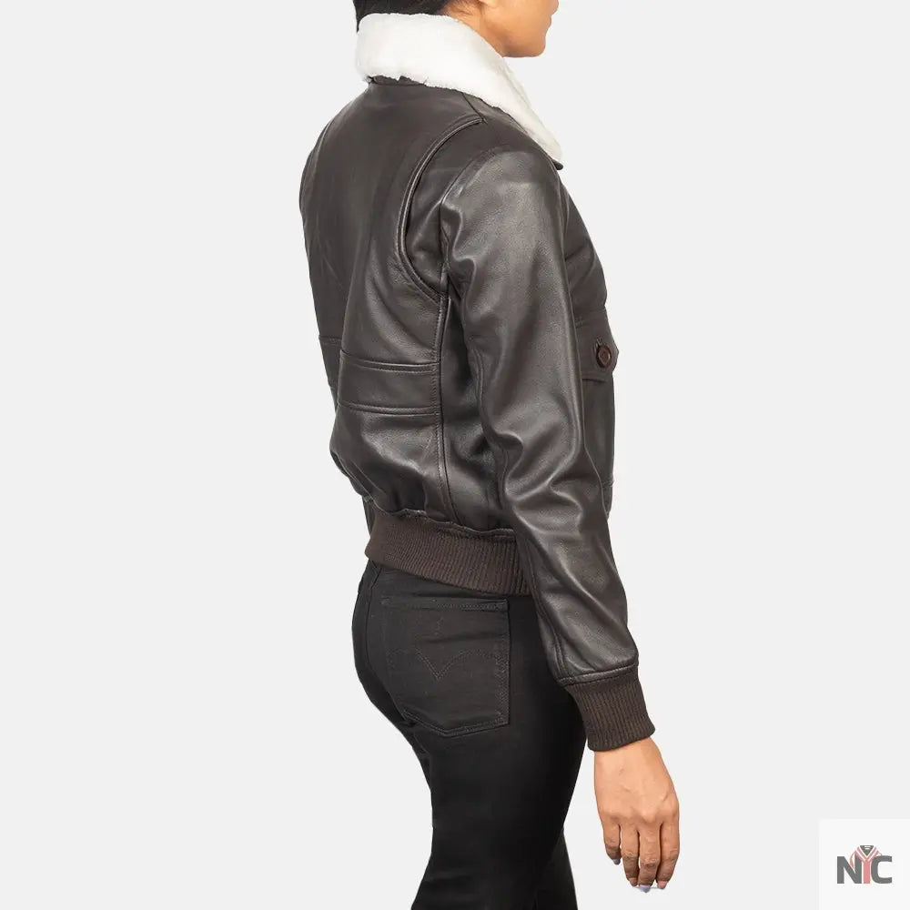 Stella G-1 Brown Leather Bomber Jacket Shopotiny