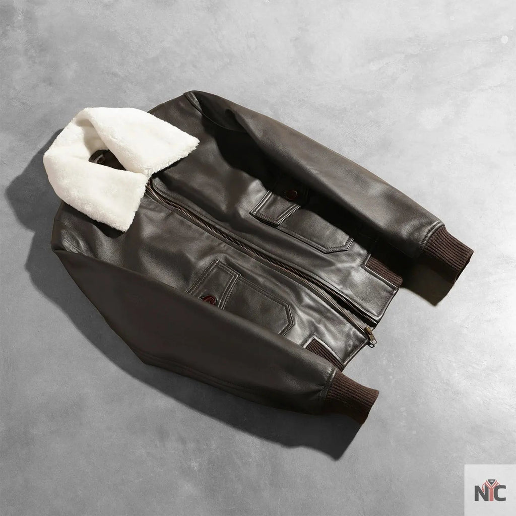 Stella G-1 Brown Leather Bomber Jacket Clanton Jacket