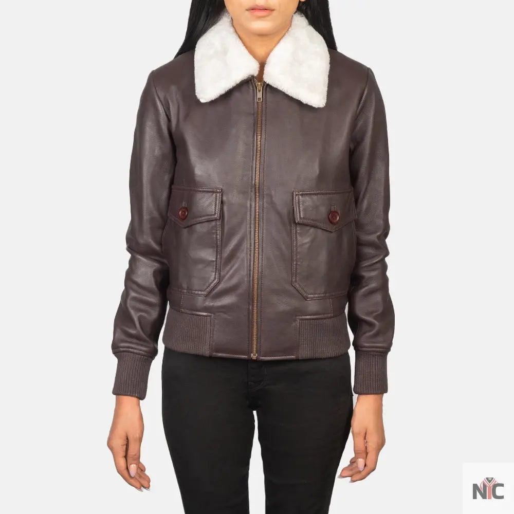 Stella G-1 Maroon Leather Bomber Jacket Shopotiny