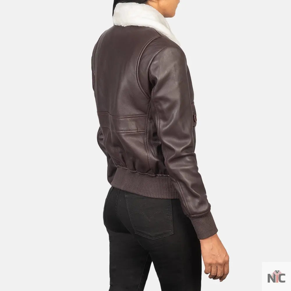 Stella G-1 Maroon Leather Bomber Jacket Shopotiny