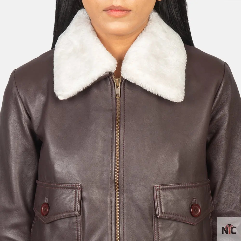 Stella G-1 Maroon Leather Bomber Jacket Shopotiny