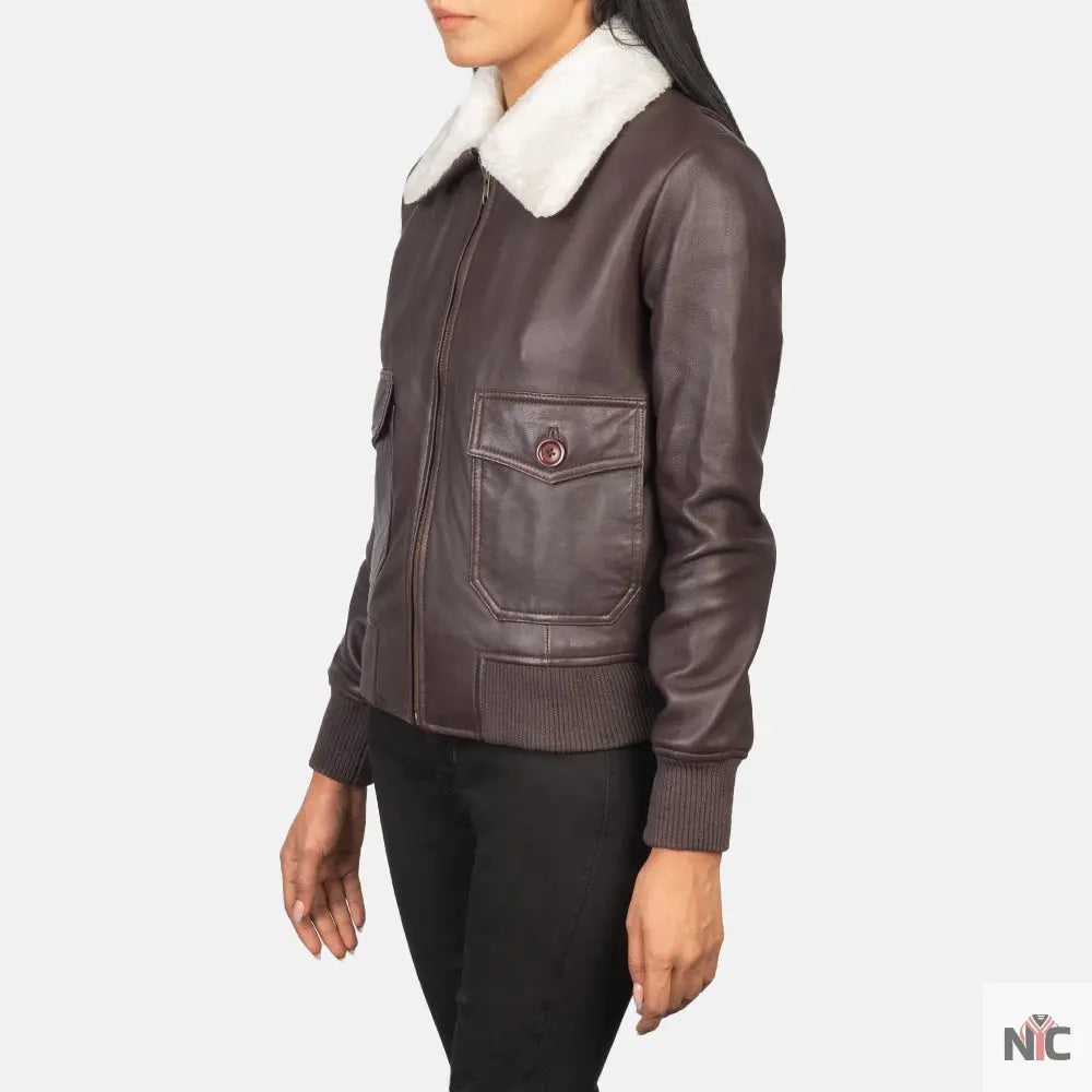 Stella G-1 Maroon Leather Bomber Jacket Shopotiny