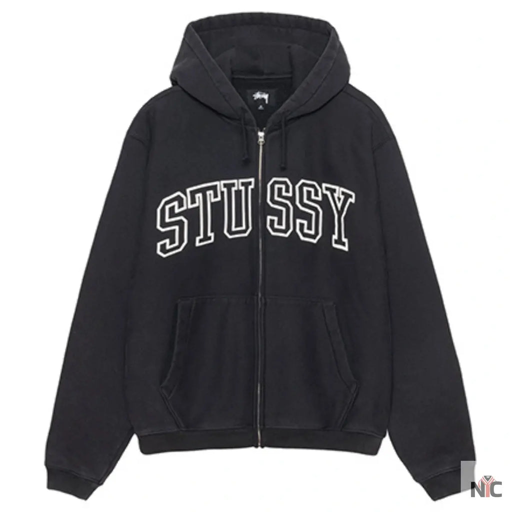 Stussy Unisex Outline Zip Hoodie Black Clanton Jacket