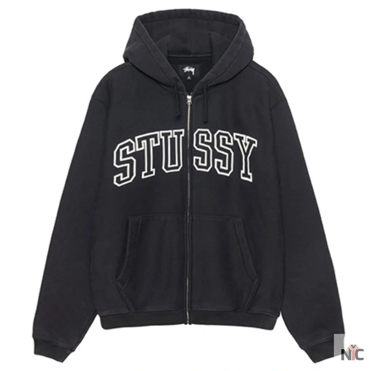 Stussy Unisex Outline Zip Hoodie Black Clanton Jacket