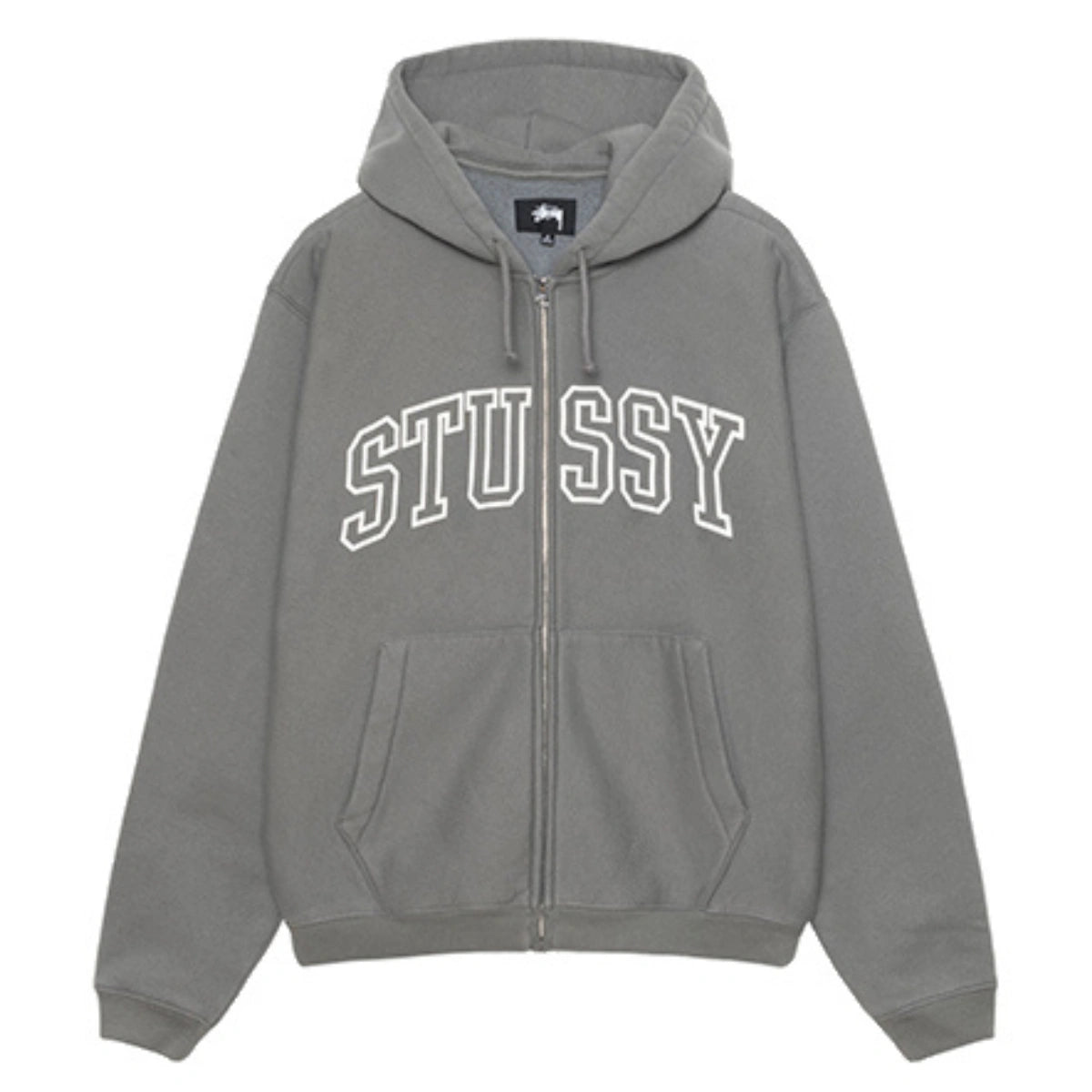 Stussy Unisex Outline Zip Hoodie Grey