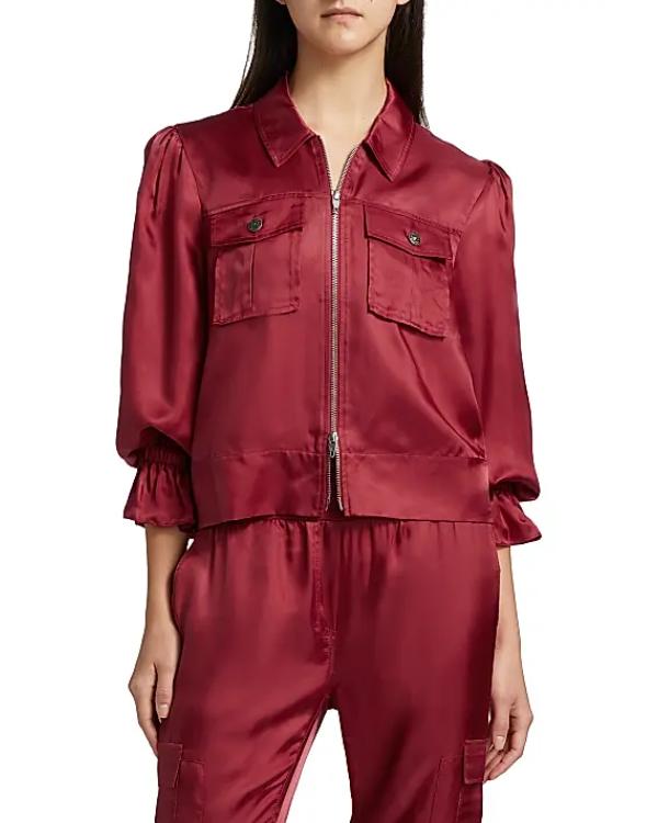 The View 2025 Joy Behar Red Satin Zipper Jacket