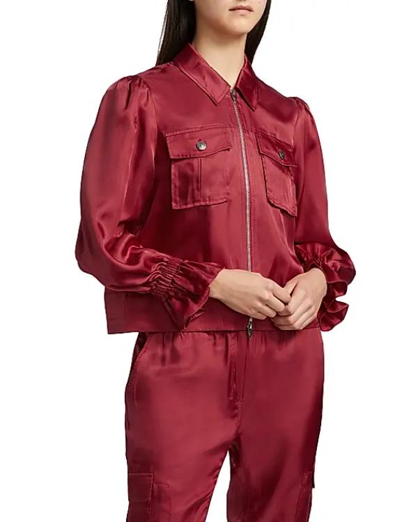The View 2025 Joy Behar Red Satin Zipper Jacket