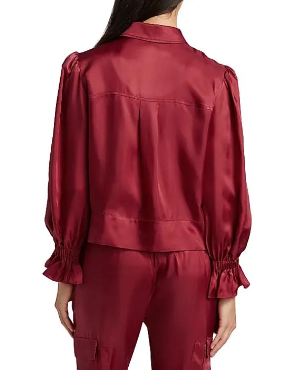 The View 2025 Joy Behar Red Satin Zipper Jacket