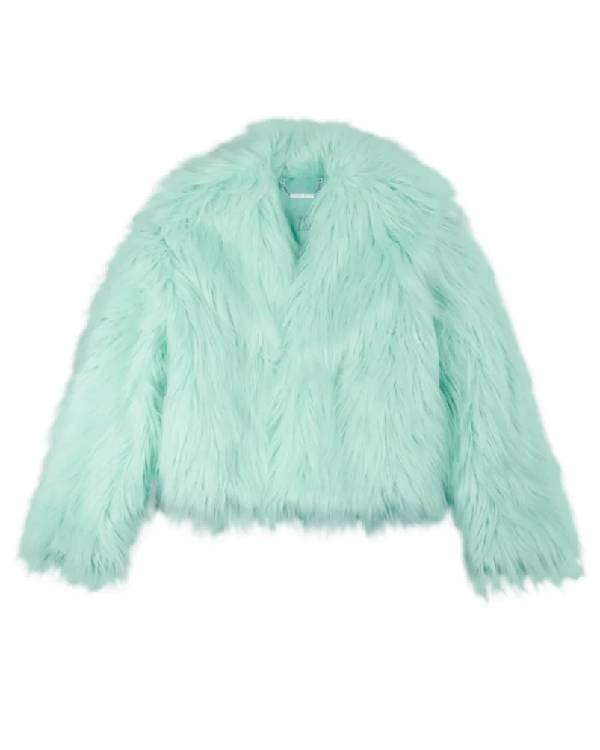 The Life Of A Showgirl Mint Faux Fur Coat